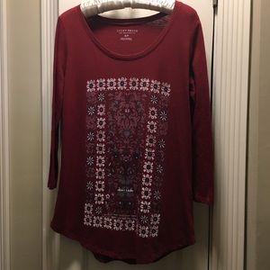 LUCKY BRAND 3/4 SLEEVE FLOWERS TOP NWOT